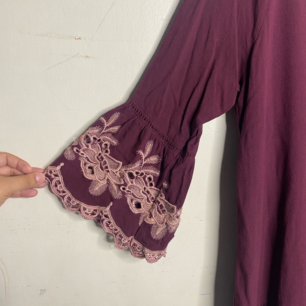 Forever 21 Burgundy Top with Lace Detail - Picture 2 of 4